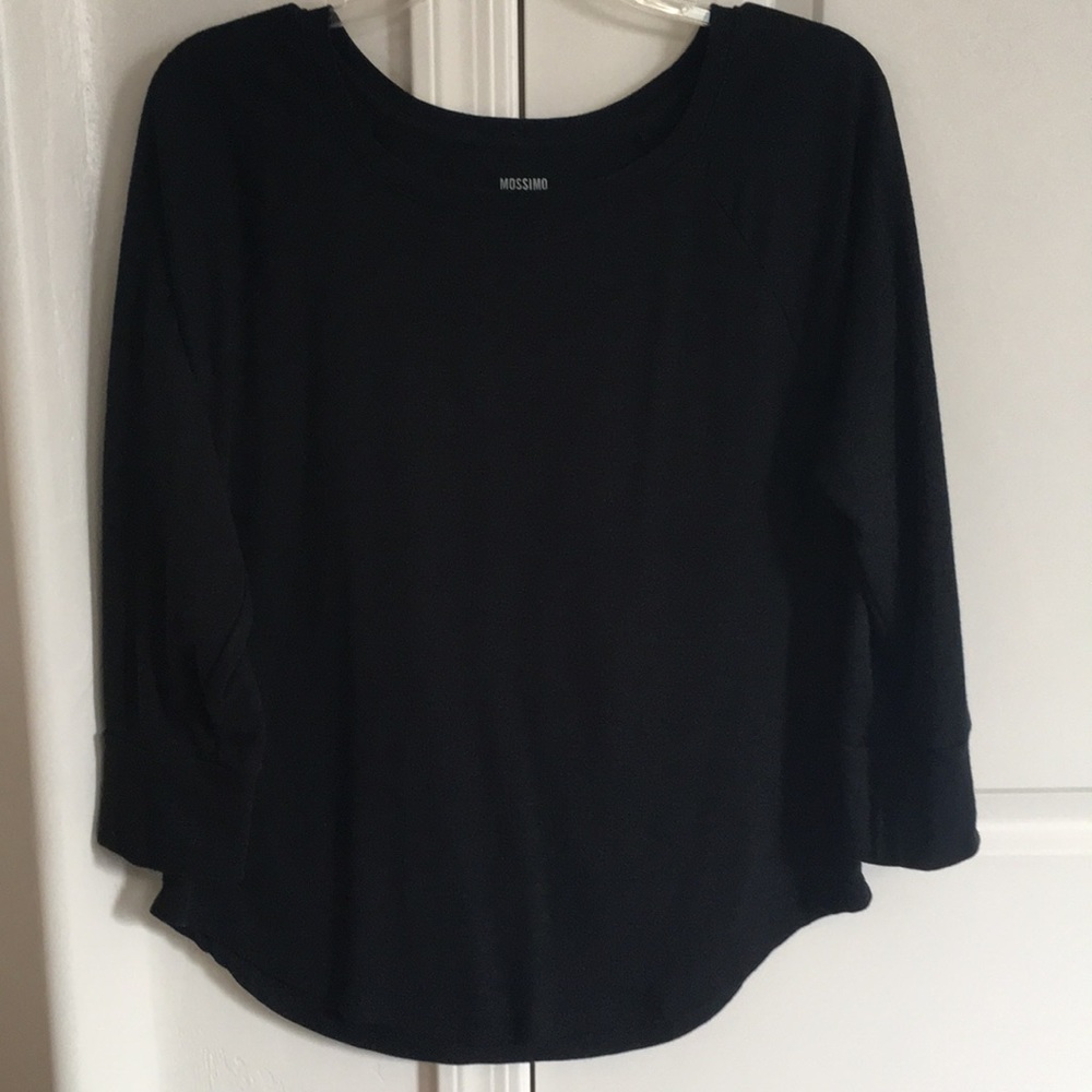 Lightweight Scoop Neck 3/4 sleeve Workout Top, L